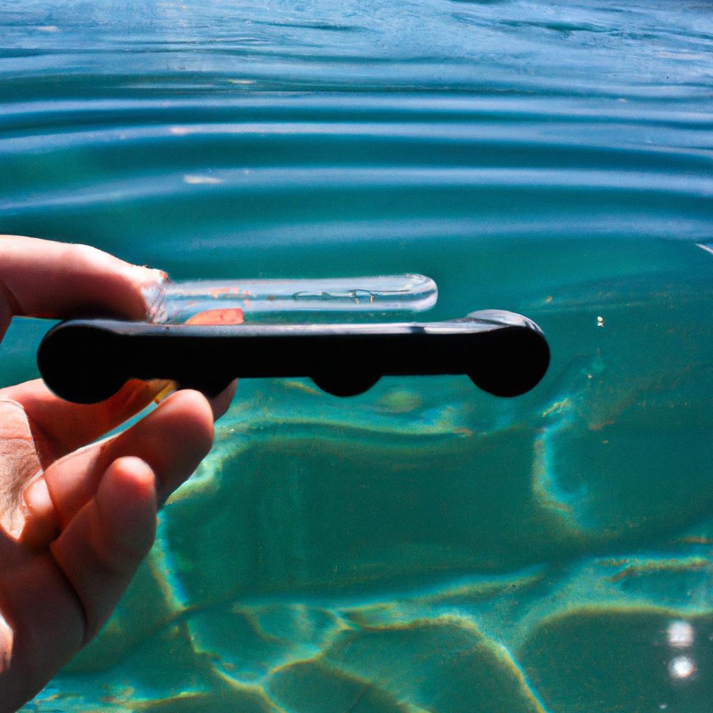 Person measuring ocean acidification levels