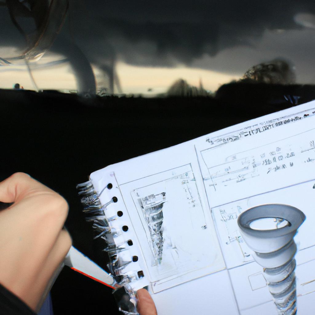Person studying weather and tornadoes